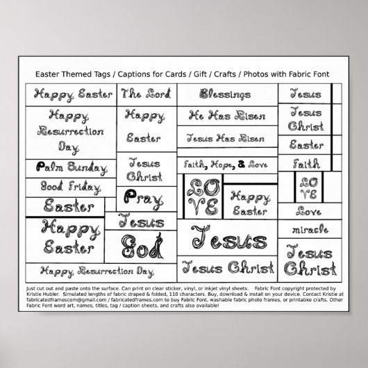 Black Fabric Schriftart Osteretiketten für Handwer Poster (Vorne)