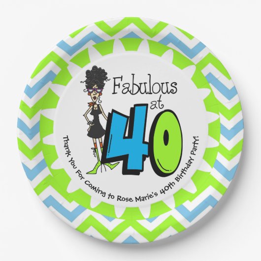 Black Fabulous bei 40 40. Geburtstagspapier-Teller Pappteller (Vorderseite)