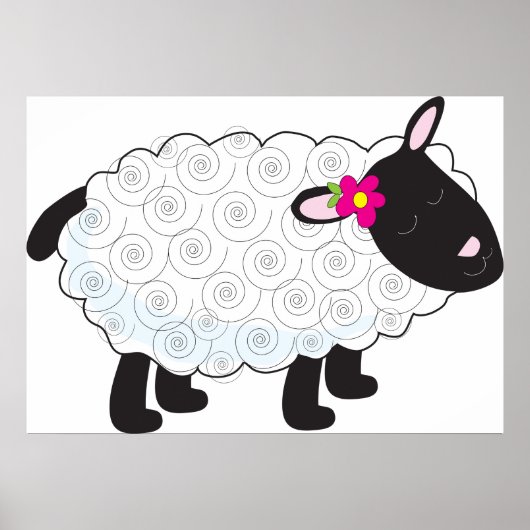 Black Faced Sheep With White Wool Poster (Vorne)