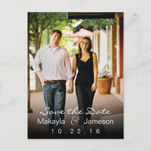 Black Fade Foto Save the Date Postkarte (Vorderseite)