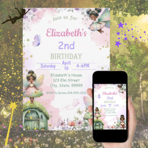 Black Fairy Birthday Einladung für Mädchen