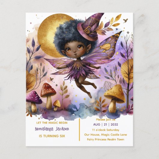 Black Fairy Birthday Fairycore Lila Gold (Vorderseite)