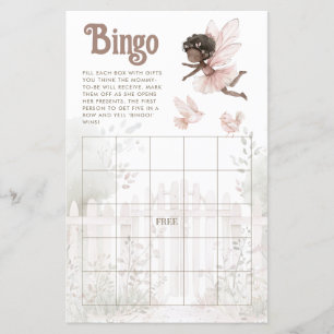 Black Fairy Girl Baby Shooting Bingo Sheet