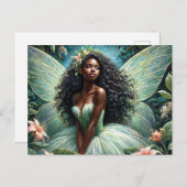 Black Fairy In Green and Peach Botanical Postkarte (Vorne/Hinten)