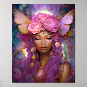 Black Fairy Queen Pink Lila Fantasy Art Poster