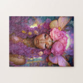 Black Fairy Queen Pink Lila Fantasy Art Puzzle (Horizontal)