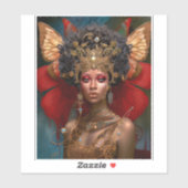 Black Fairy Queen Red Gold Faiasy Fantasy Art Aufkleber (Blatt)