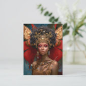 Black Fairy Queen Red Gold Faiasy Fantasy Art Postkarte (Stehend Vorderseite)