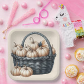 BLACK FALL BASKETS UND CREAM AUTUMN PUMPKINS PAPPTELLER (Party)