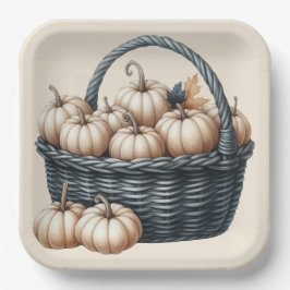 BLACK FALL BASKETS UND CREAM AUTUMN PUMPKINS PAPPTELLER