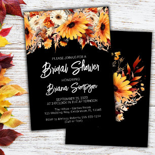 Black Fall Floral Brautparty Einladung