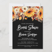 Black Fall Floral Brautparty Einladung (Vorderseite)