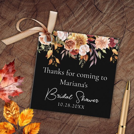 Black Fall Floral Brautparty Geschenkanhänger