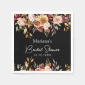 Black Fall Floral Brautparty Serviette (Vorderseite)