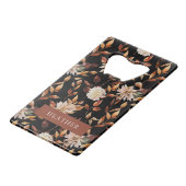 Black Fall Floral Geldbeutel Flaschenöffner (Vorderseite Schrägansicht)