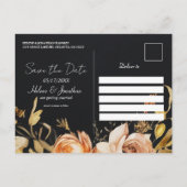 Black Fall Floral Modern Save the Date Ankündigungspostkarte (Rückseite)