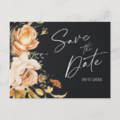 Black Fall Floral Modern Save the Date Ankündigungspostkarte (Vorderseite)