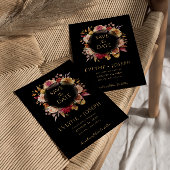 Black Fall Floral Moderne Dunkle Boho Hochzeit Save The Date