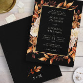 Black Fall Floral Wedding Einladung