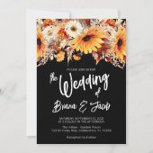 Black Fall Floral Wedding Einladung (Vorderseite)