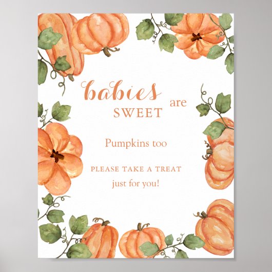 Black Fall Pumpkin Baby Dusche Babys sind süß Poster (Vorne)