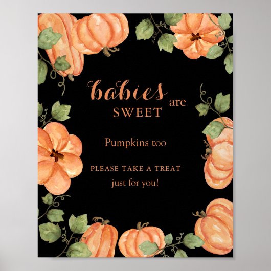 Black Fall Pumpkin Baby Dusche Babys sind süß Poster (Vorne)
