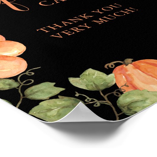 Black Fall Pumpkin Baby Dusche Geschenke und Karte Poster (Ecke)