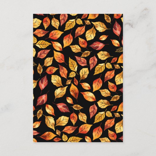 Black Fall Rustikale Blätter Boho Hochzeitsdetails Begleitkarte (Rückseite)