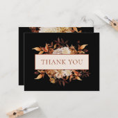 Black Fall Terracotta Blätter Floral Vielen Dank Karte (Vorderseite/Rückseite Beispiel)