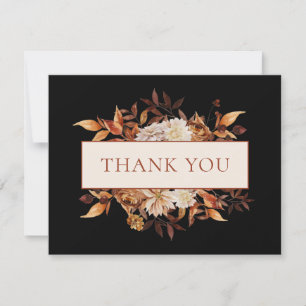 Black Fall Terracotta Blätter Floral Vielen Dank Karte