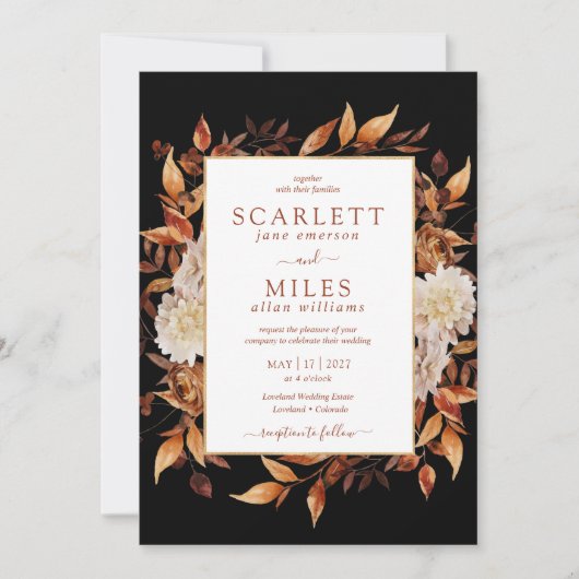 Black Fall Terracotta Einladung (Vorderseite)