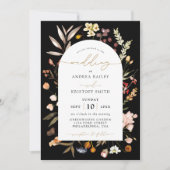 Black Fall Wildblume Boho Garden Arch Wedding Einladung (Vorderseite)