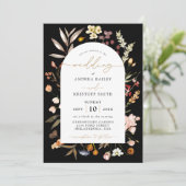 Black Fall Wildblume Boho Garden Arch Wedding Einladung (Stehend Vorderseite)