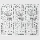 Black Family Christmas Typography Wrapping Paper Geschenkpapier (Flach)