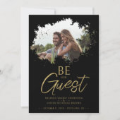 Black Fancy Brushstroke Grunge Splatter Photo Save The Date (Vorderseite)