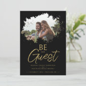 Black Fancy Brushstroke Grunge Splatter Photo Save The Date (Stehend Vorderseite)