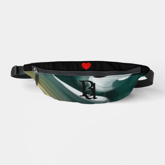 Black Fanny Pack Trend Abstrakt Art Green Bauchtasche (Vorderseite)