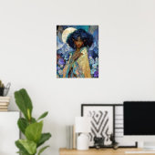 Black Fantasy Art Black Elf Queen Goddess Poster (Heimbüro)