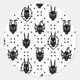 Black Fantasy Dragon Raute Pattern Runder Aufkleber