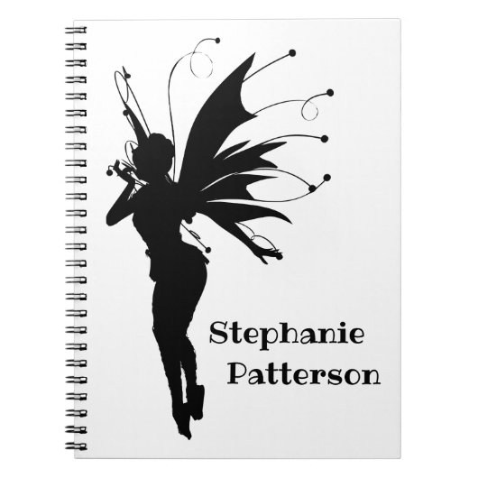 Black Fantasy Fairy Silhouette Custom Notizblock (Vorderseite)