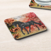 Black Fantasy Horses Blume Untersetzer Set (Linke Seite)