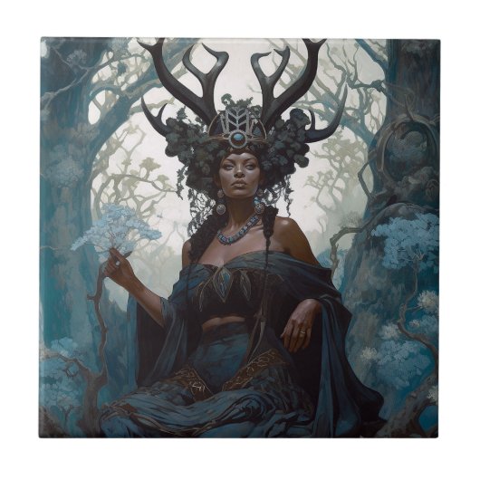 Black Fantasy Zauberei Magie Fantasie Fliese (Vorderseite)