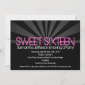 Black Fashion Spotlight Sweet 16 Party Einladungen (Vorderseite)