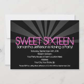 Black Fashion Spotlight Sweet 16 Party Einladungen