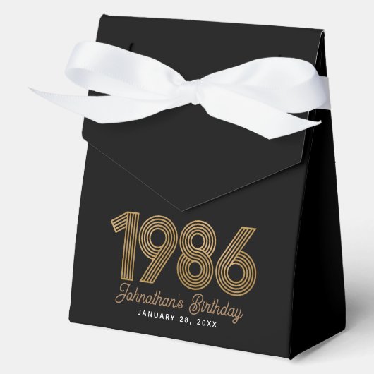 Black Faux Gold 1986 40th Birthday Geschenkschachtel (Vorderseite)