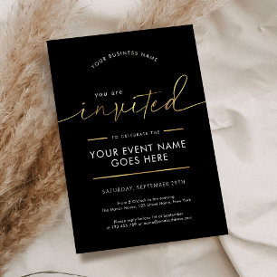 Black & Faux Gold Sie sind zum Firmen-Event eingel Einladung