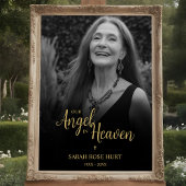 Black Faux Golden Luxurious Chic Photo Funeral Poster