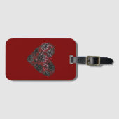 Black Faux Lace Heart Floral Gepäckanhänger (Vorderseite (Horizontal))