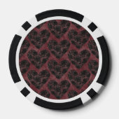 Black Faux Lace Heart Floral Pokerchips (Rückseite)