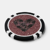 Black Faux Lace Heart Floral Pokerchips (Einzeln)